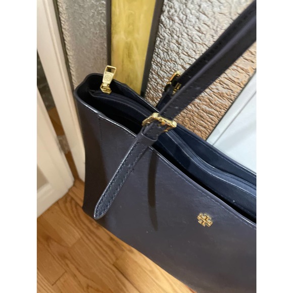 Tory Burch York Buckle Tote Bag navy gold hardware - Picture 7 of 10